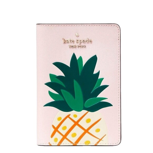 New Kate Spade Colada Pineapple Print Passport Holder Pink Multi - Picture 1 of 3